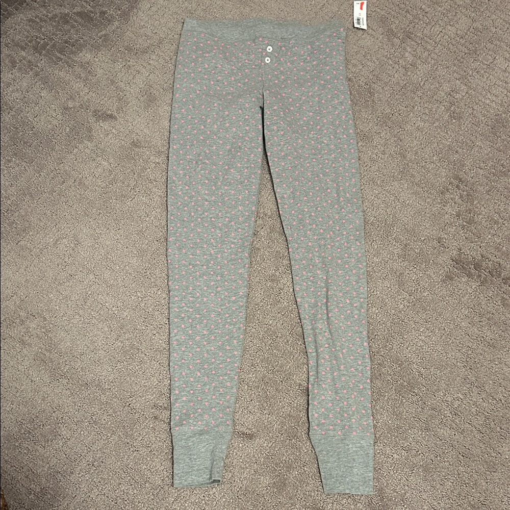 Gray and Pink hearts Pajama Leggings (size XS)